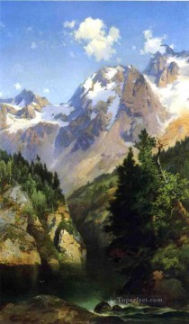 Un pico de las Montañas Rocosas Territorio de Idaho Escuela de las Montañas Rocosas Thomas Moran Pinturas al óleo
